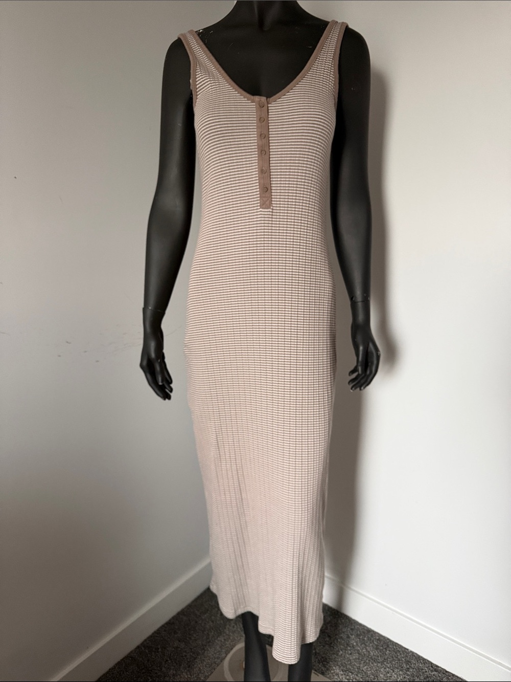 249. AERIE Ribbed Stripes Maxi Stretch Bodycon Dress